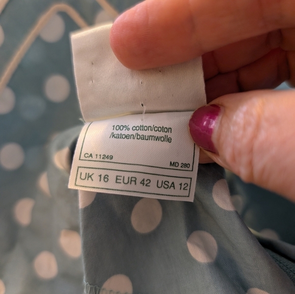 Laura Ashley Vintage Blue Polka Dot Sailor Dress Size 12 In EUC - Picture 2 of 14